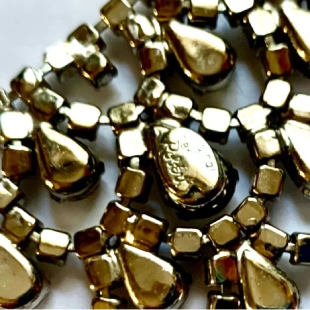 VTG Orignal by Robert Crystal Rhinestone Bib Choker  Necklace Rhodium Rare - Picture 6 of 11